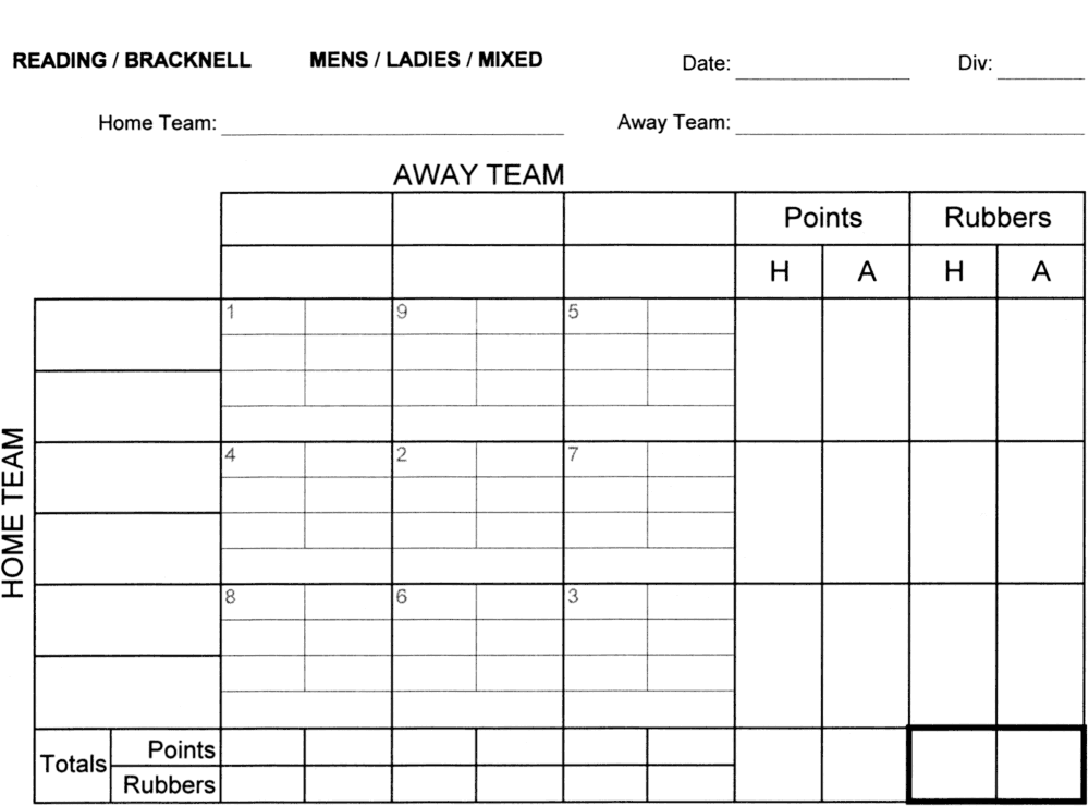 Team Of Six Scoresheet